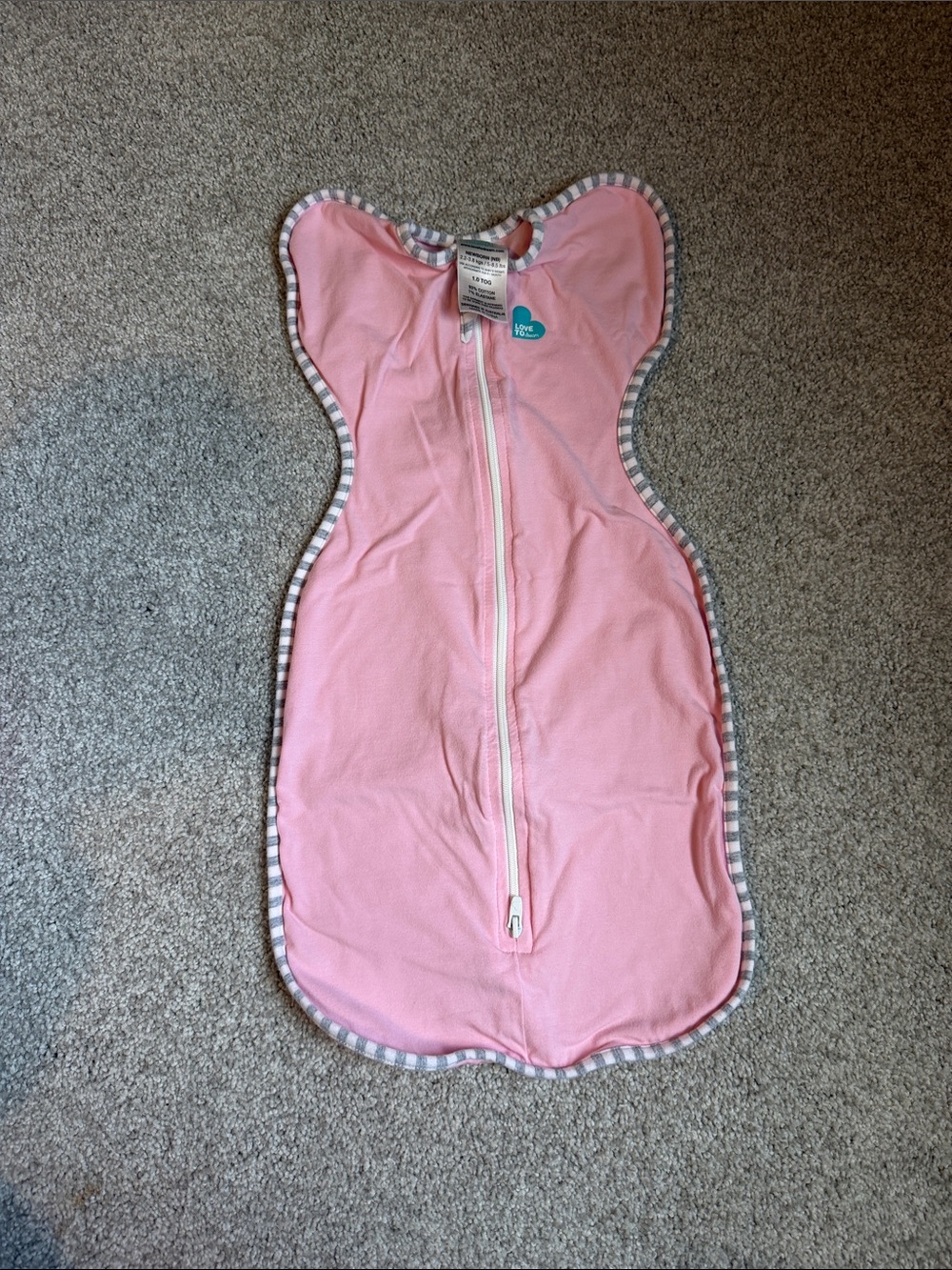 Love to dream Pink Swaddle Sleep Sack with Stripe Trim